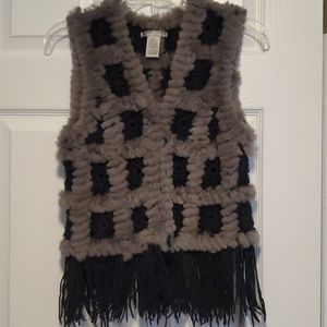 Rabbit fur crochet vest